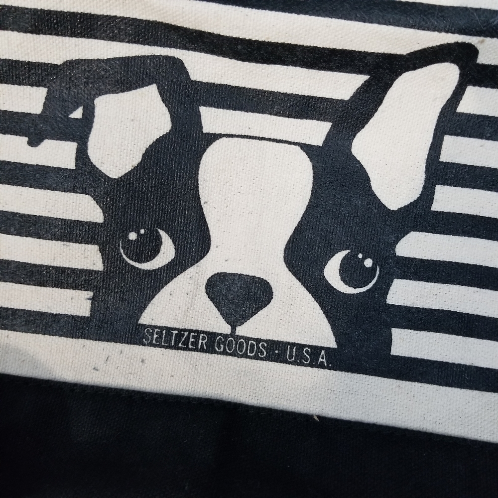 Boston Terrier striped 100% cotton tote bag - Picture 6 of 9
